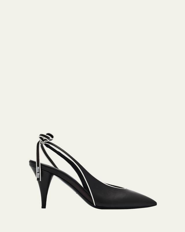 Bicolor Leather Slingback Pumps